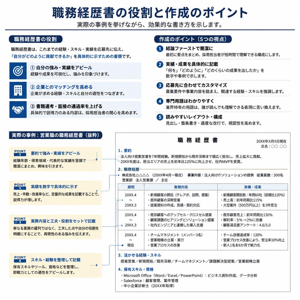 職務経歴書のコツと事例